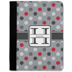 Red & Gray Polka Dots Notebook Padfolio - Medium w/ Name and Initial