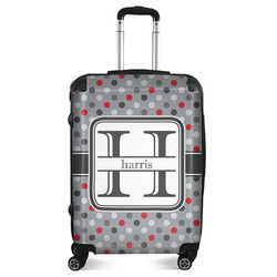 Red & Gray Polka Dots Suitcase - 24" Medium - Checked (Personalized)