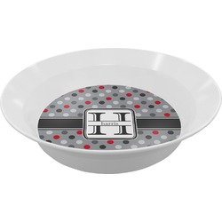 Red & Gray Polka Dots Melamine Bowl (Personalized)