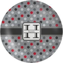Red & Gray Polka Dots Melamine Plate (Personalized)