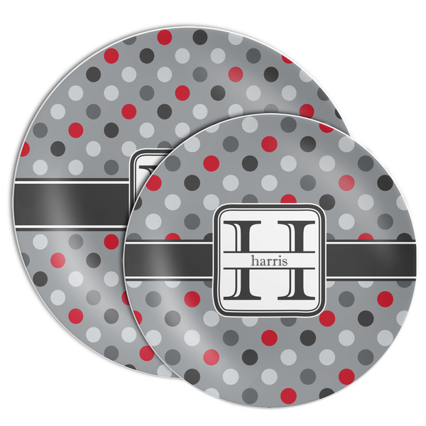 Red & Gray Polka Dots Melamine Plates - PARENT/MAIN