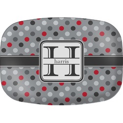 Red & Gray Polka Dots Melamine Platter (Personalized)
