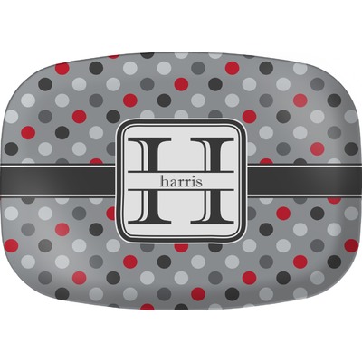 Red & Gray Polka Dots Melamine Platter (Personalized)