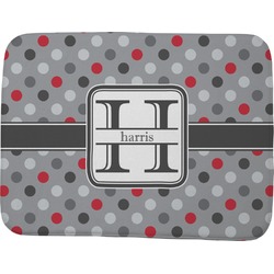 Red & Gray Polka Dots Memory Foam Bath Mat - 48"x36" (Personalized)