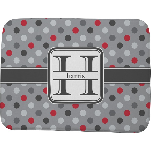 Custom Red & Gray Polka Dots Memory Foam Bath Mat - 48"x36" (Personalized)