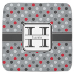 Red & Gray Polka Dots Memory Foam Bath Mat - 48"x48" (Personalized)