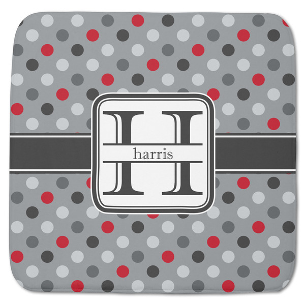 Custom Red & Gray Polka Dots Memory Foam Bath Mat - 48"x48" (Personalized)