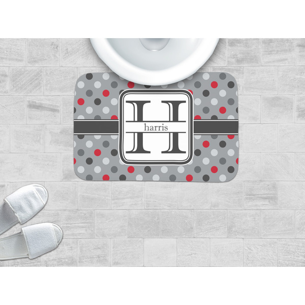 Red & Gray Polka Dots Memory Foam Bath Mat - LIFESTYLE
