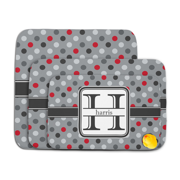 Red & Gray Polka Dots Memory Foam Bath Mat - MAIN PARENT