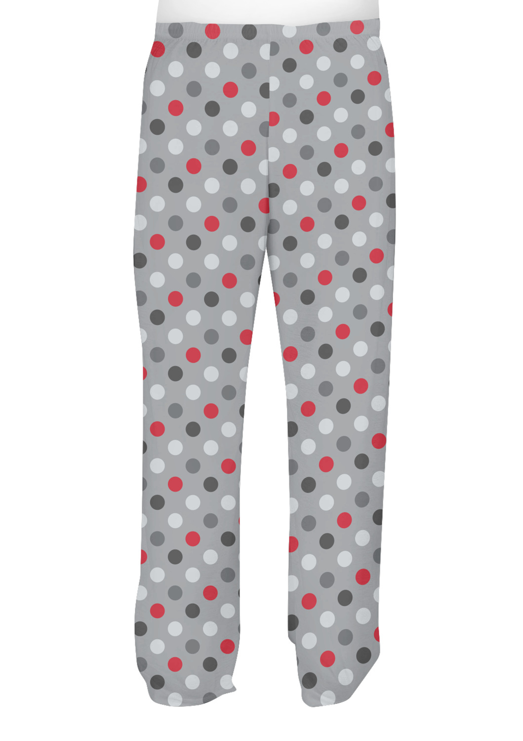 Custom Red & Gray Polka Dots Mens Pajama Pants - S | YouCustomizeIt