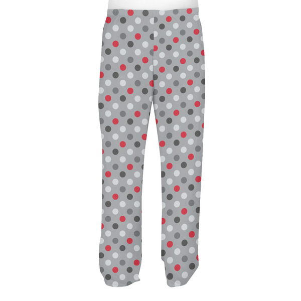 Red & Gray Polka Dots Men's Pjs Back - on model