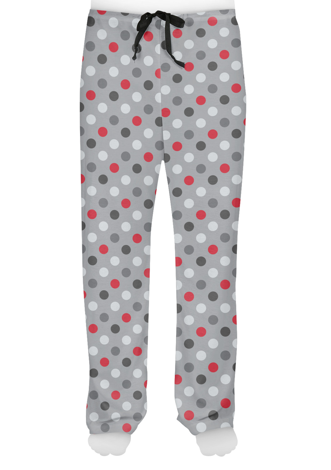 Custom Red & Gray Polka Dots Mens Pajama Pants - S | YouCustomizeIt