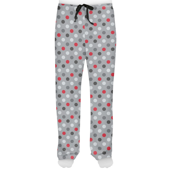 Red & Gray Polka Dots Men's Pjs Front - on model