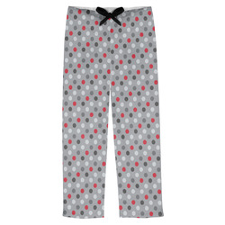 Red & Gray Polka Dots Mens Pajama Pants - L