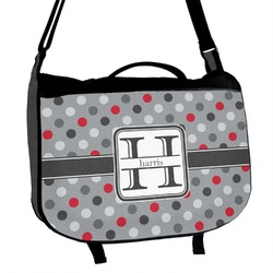 Red & Gray Polka Dots Messenger Bag (Personalized)