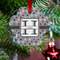 Red & Gray Polka Dots Metal Paw Ornament - Lifestyle