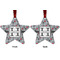 Red & Gray Polka Dots Metal Star Ornament - Front and Back