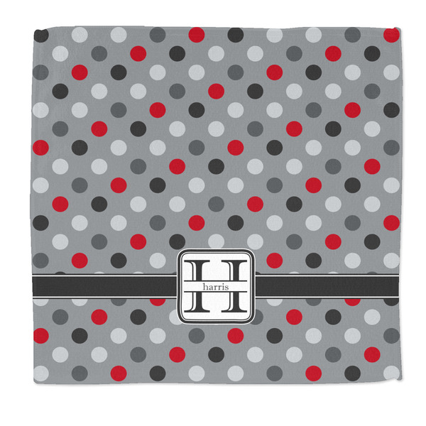Custom Red & Gray Polka Dots Microfiber Dish Rag (Personalized)