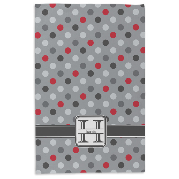 Red & Gray Polka Dots Microfiber Dish Towel - APPROVAL
