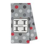 Red & Gray Polka Dots Kitchen Towel - Microfiber (Personalized)
