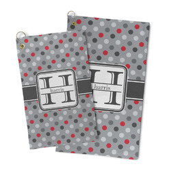 Red & Gray Polka Dots Microfiber Golf Towel (Personalized)