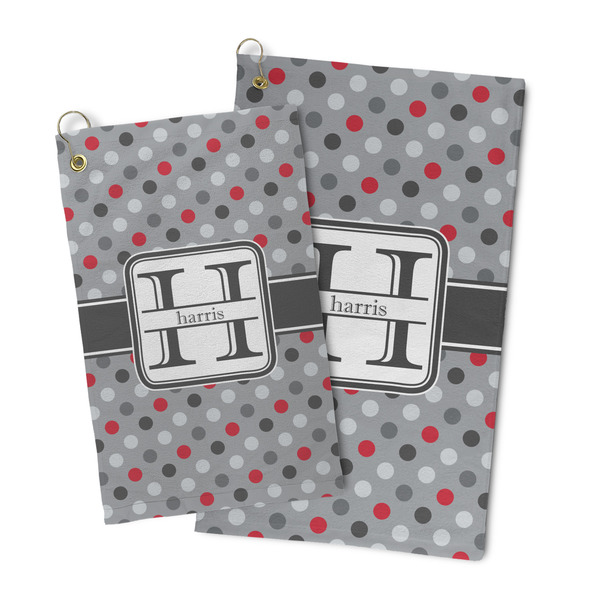 Red & Gray Polka Dots Microfiber Golf Towel - PARENT/MAIN