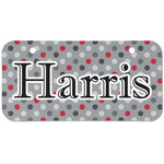 Red & Gray Polka Dots Mini/Bicycle License Plate (2 Holes) (Personalized)