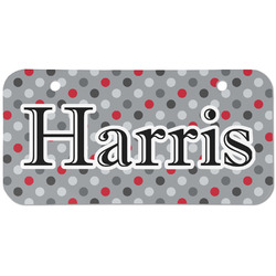 Red & Gray Polka Dots Mini/Bicycle License Plate (2 Holes) (Personalized)
