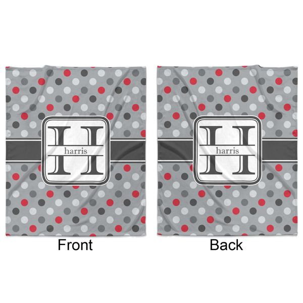 Red & Gray Polka Dots Minky Blanket - 50"x60" - Double Sided - Front & Back