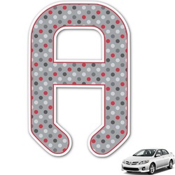 Red & Gray Polka Dots Monogram Car Decal (Personalized)
