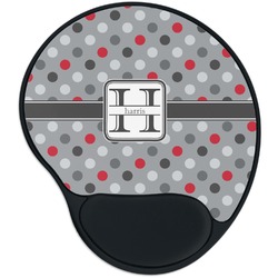Red & Gray Polka Dots Mouse Pad with Wrist Support