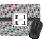 Red & Gray Polka Dots Rectangular Mouse Pad (Personalized)