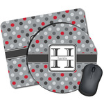 Red & Gray Polka Dots Mouse Pad (Personalized)