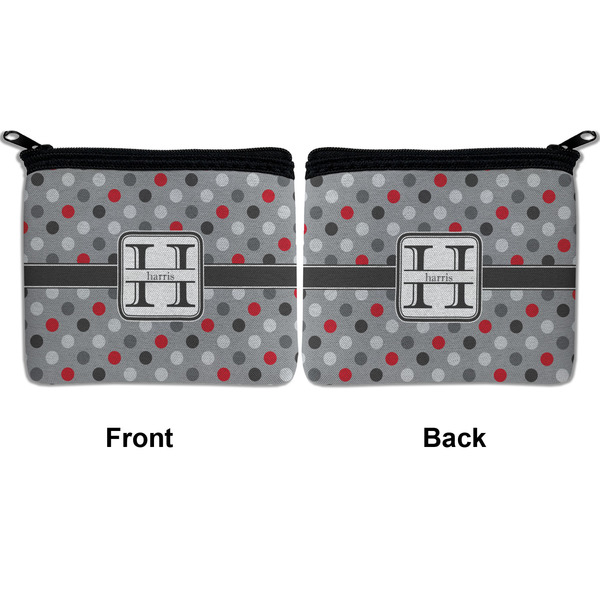 Red & Gray Polka Dots Neoprene Coin Purse - Front & Back (APPROVAL)