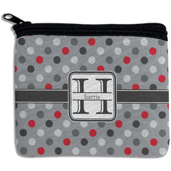Red & Gray Polka Dots Rectangular Coin Purse (Personalized)