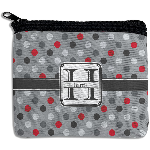 Custom Red & Gray Polka Dots Rectangular Coin Purse (Personalized)