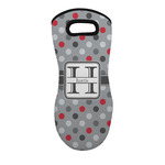 Red & Gray Polka Dots Neoprene Oven Mitt - Single w/ Name and Initial