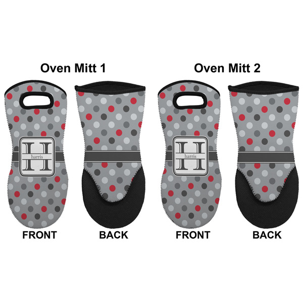 Red & Gray Polka Dots Neoprene Oven Mitt - Set of 2 - Approval
