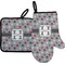 Red & Gray Polka Dots Right Oven Mitt & Pot Holder Set w/ Name and Initial