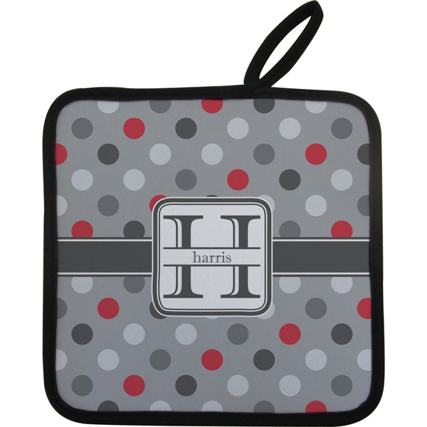 Red & Gray Polka Dots Neoprene Pot Holder