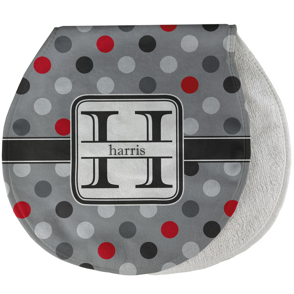 Red & Gray Polka Dots New Baby Burp Folded