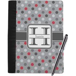 Red & Gray Polka Dots Notebook Padfolio - Large w/ Name and Initial