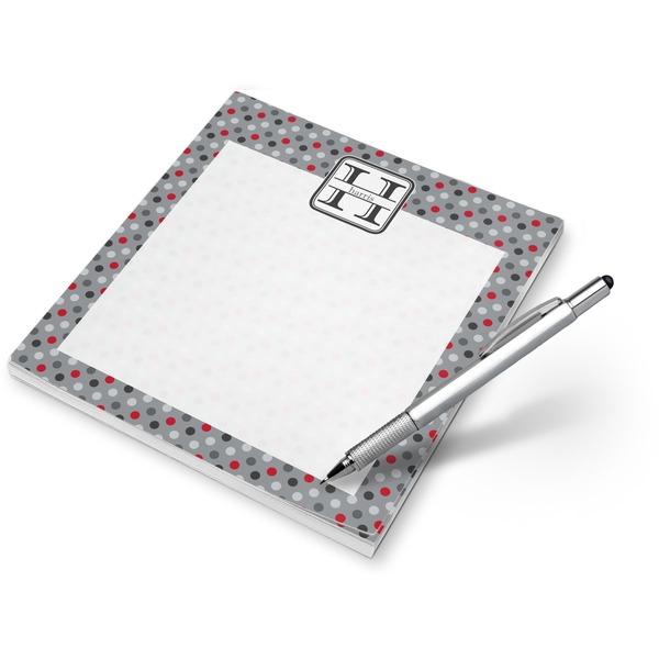 Custom Red & Gray Polka Dots Notepad (Personalized)