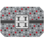 Red & Gray Polka Dots Dining Table Mat - Octagon (Single-Sided) w/ Name and Initial