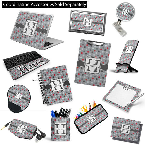 Red & Gray Polka Dots Office & Desk Accessories