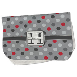 Red & Gray Polka Dots Burp Cloth - Fleece w/ Name and Initial