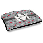 Red & Gray Polka Dots Dog Bed w/ Name and Initial