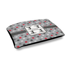 Red & Gray Polka Dots Outdoor Dog Bed - Medium (Personalized)