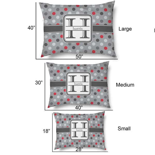 Red & Gray Polka Dots Outdoor Dog Beds - SIZE CHART