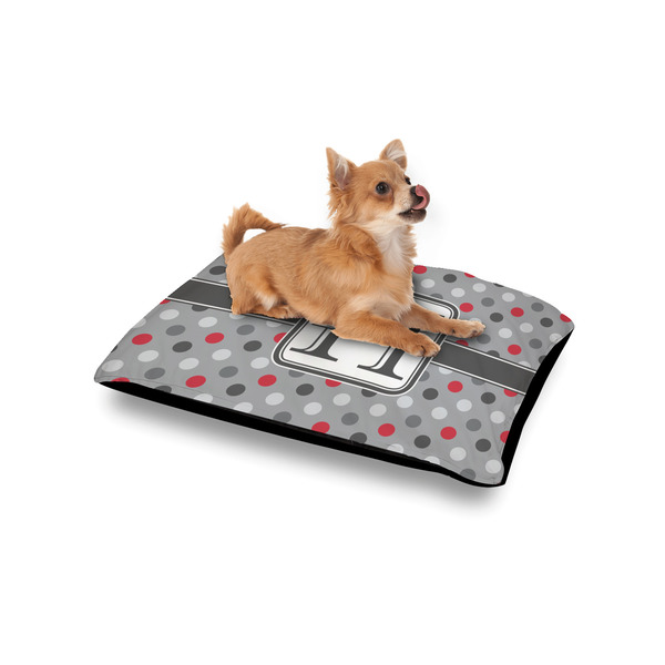 Red & Gray Polka Dots Outdoor Dog Beds - Small - IN CONTEXT